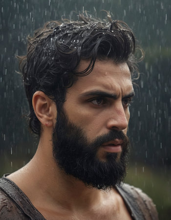 a greek god, desperate, digital wallpaper portraitの素材