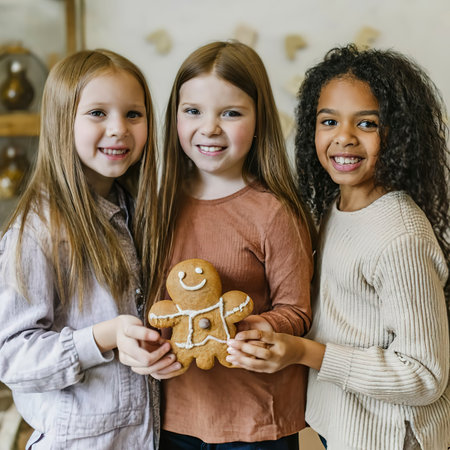Girls holding gingerbreadの素材