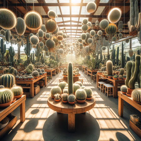 Many green Cactus at the Cactus shopの素材