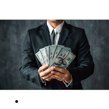 business man holding 100 cash bills Dollar currency, investment finance concept