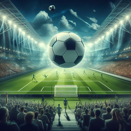Soccer football field stadium grass line ball background textureの素材