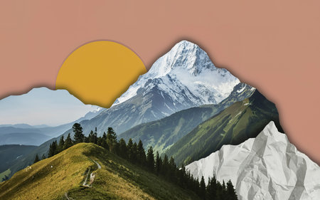 abstract creative background paper collage mountainの素材