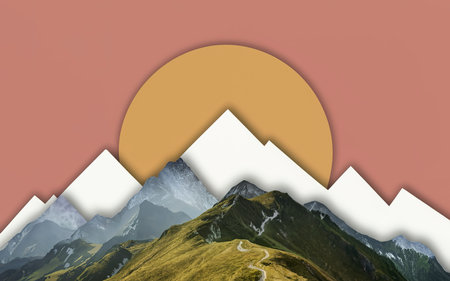 abstract creative background paper collage mountainの素材