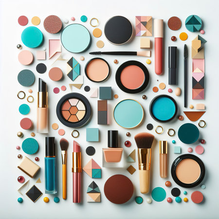 top view cosmetic composition different colorsの素材
