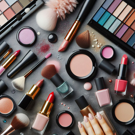 top view cosmetic composition different colorsの素材