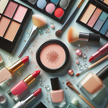 top view cosmetic composition different colorsの素材