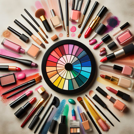 top view cosmetic composition different colorsの素材