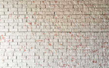 White brick wall texture background. Brickwork or stonework flooring interior designの素材