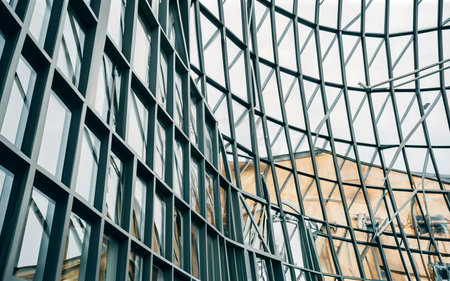 Abstract Modern Geometry Exterior Architecture. Abstract business interior in minimalismの素材