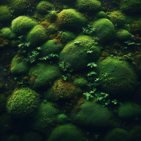 Moss green texture. Moss background. Green moss on grunge texture, backgroundの素材