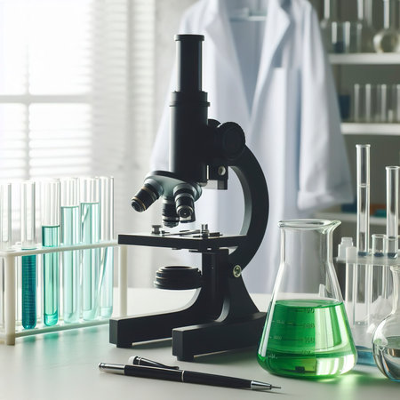 Microscope Isolated on the White Backgroundの素材