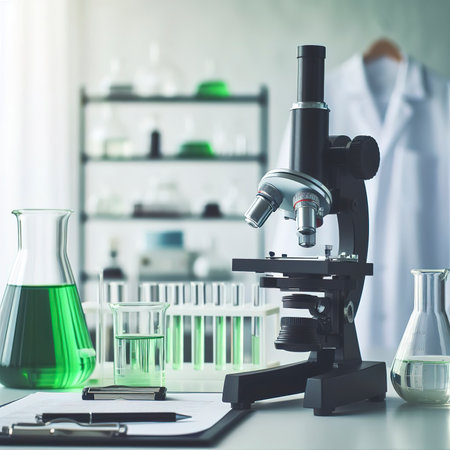 Microscope Isolated on the White Backgroundの素材