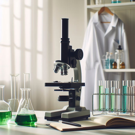 Microscope Isolated on the White Backgroundの素材
