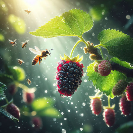 Mulberry fruit in the gardenの素材