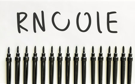 Black marker pens isolated on white backgroundの素材