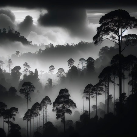 moody forest silhouetteの素材