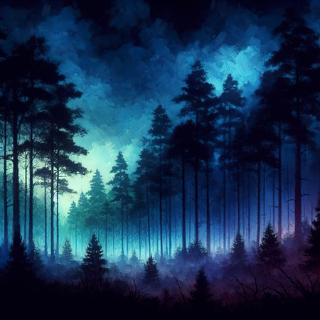 moody forest silhouetteの素材