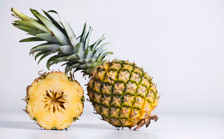 Studio shot of pineapple on white backgroundの素材