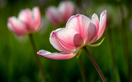 Close up wallpaper of a single flower during spring with copy spaceの素材