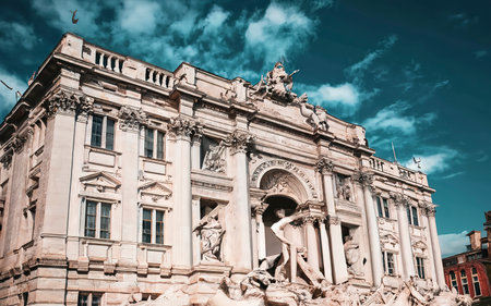 Classical vintage building and statueの素材