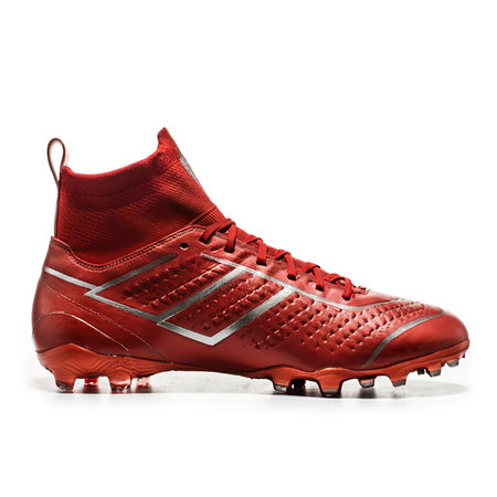 New red soccer boot isolated on white background.の素材