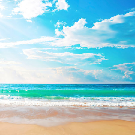 Ocean and sky bright background.の素材