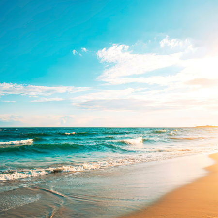 Ocean and sky bright background.の素材