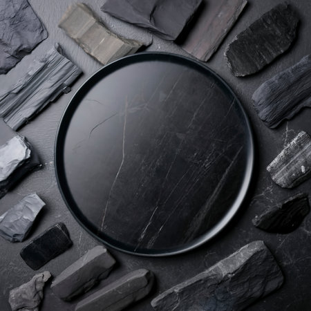 Black slate on stone backgroundの素材