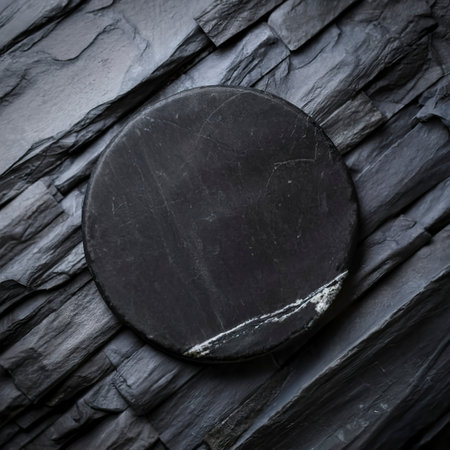 Black slate on stone backgroundの素材