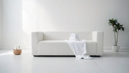A beautiful spa element on a white fabric floor called a couch. Health Spa Equipmentの素材