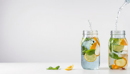 infused water on white backgroundの素材