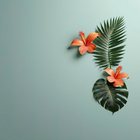 minimal background tropical plant compositionの素材