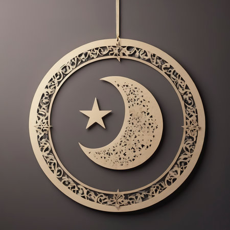 Islamic new year decoration with islamic moon and star designの素材