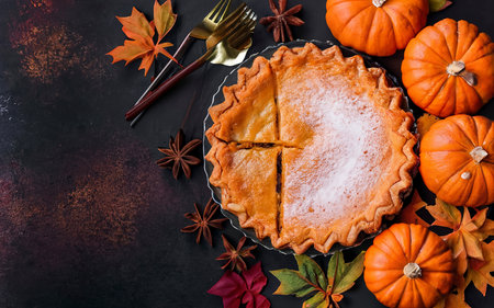 American Pumpkin Pie. Thanksgiving Day. American cuisineの素材