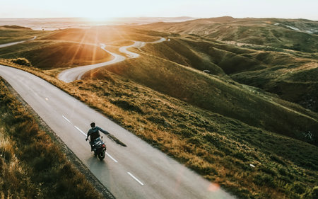 Transport concept with man driving motorbikeの素材