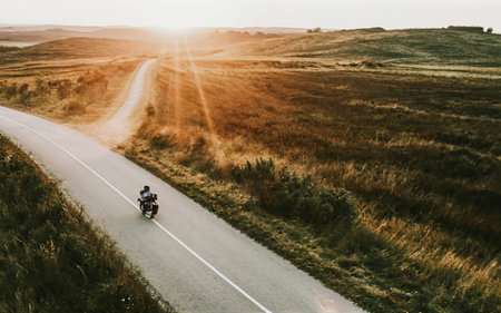 Transport concept with man driving motorbikeの素材