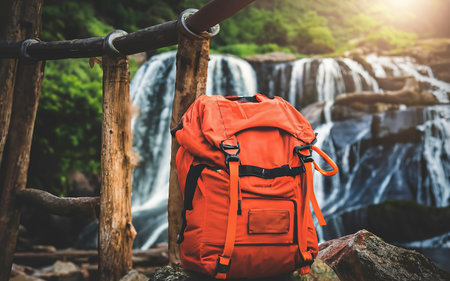 Travel nature relax in the holiday. camping on the moutainIn the wild nature. the lock force rope. tent rope buckleの素材