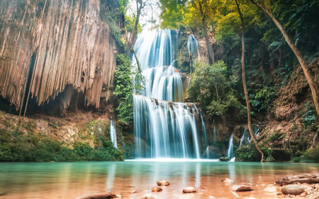 Landscape photo in the deep forest at Kanchanaburi in Thailandの素材