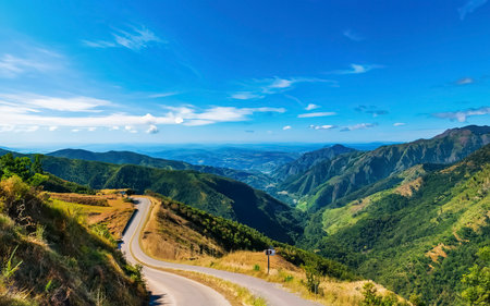 Landscape road paved road Rural Roadside View Mountainの素材