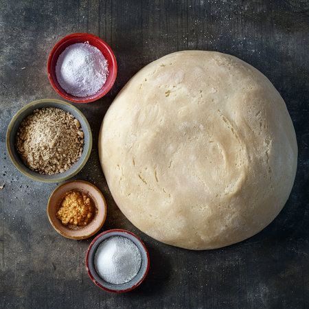Baking background. Ingredients for the preparation of fresh dough. On rustic backgroundの素材