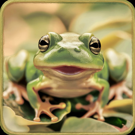close view cute green frogの素材
