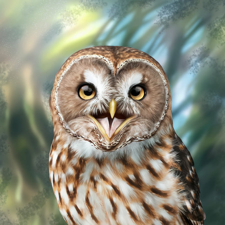 close view cute wild owlの素材