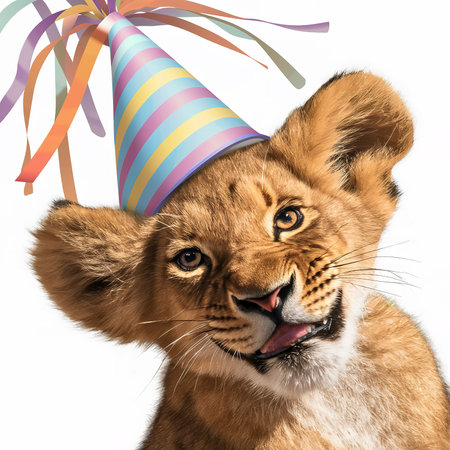 cute lion cub party capの素材