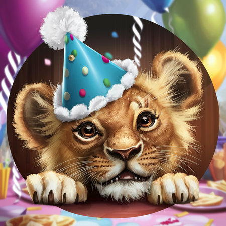 cute lion cub party capの素材