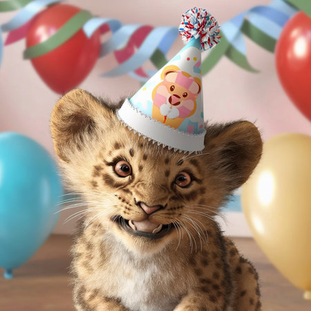 cute lion cub party capの素材
