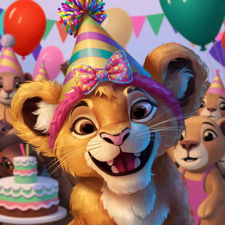 cute lion cub party capの素材