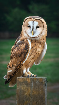 fluffy wild barn owl sittingの素材
