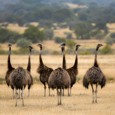 Group of Emu birds in the wildの素材