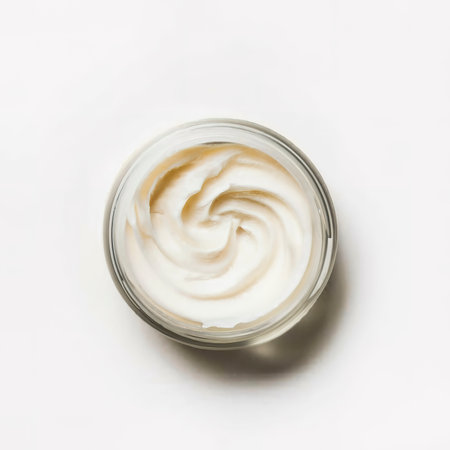 Jar of face cream isolated on white background top viewの素材