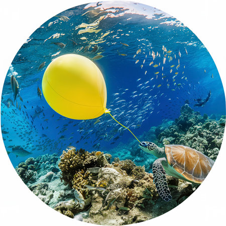 panoramic shot yellow balloon coralの素材